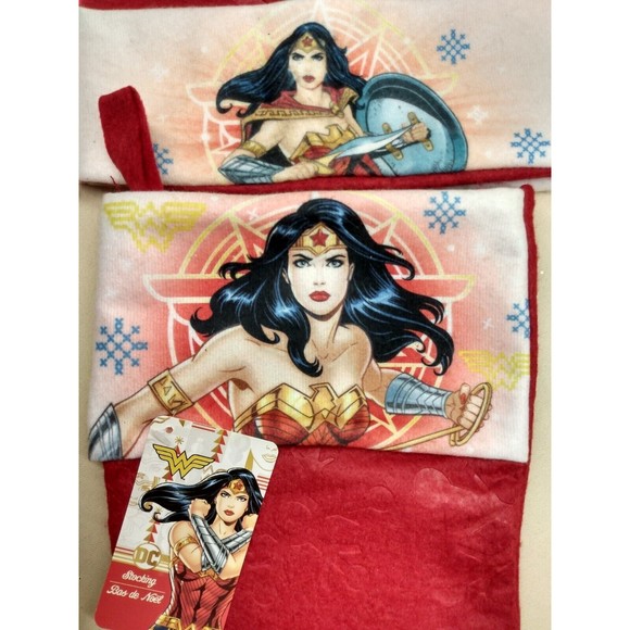 Wonder Woman Christmas Stocking and Santa Hat New 2 Piece Set - Picture 6 of 12